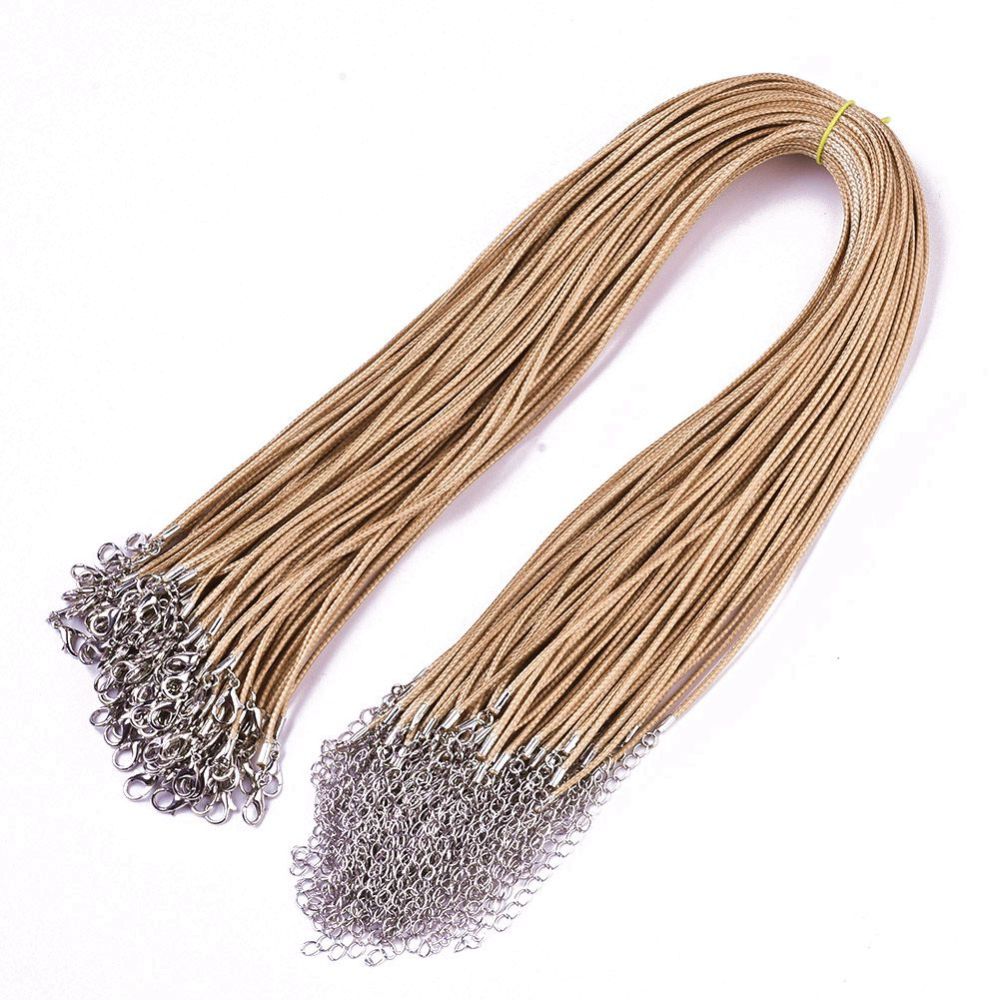 1.5mm Cord Necklace (44cm) - Peru (Light Brown) - Clasp w. Extension Chain