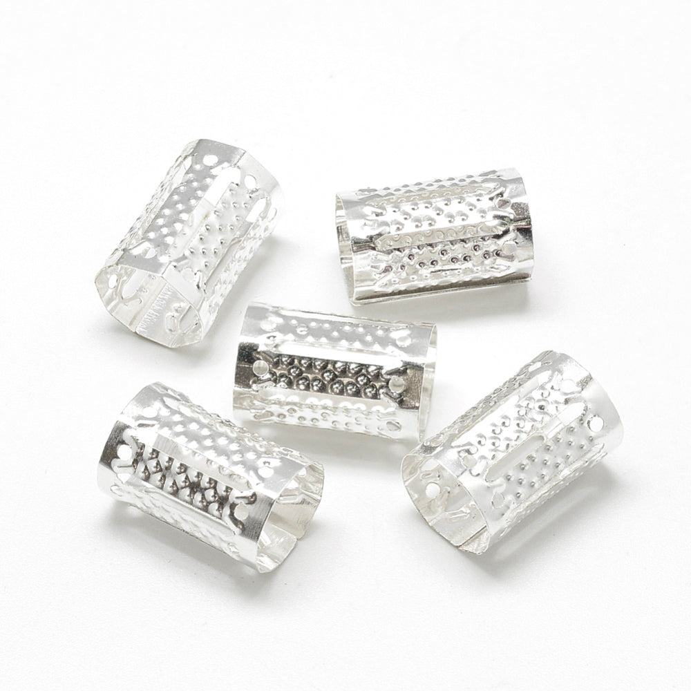 15x8mm Filigree Dreadlock Beads - Silver (20)