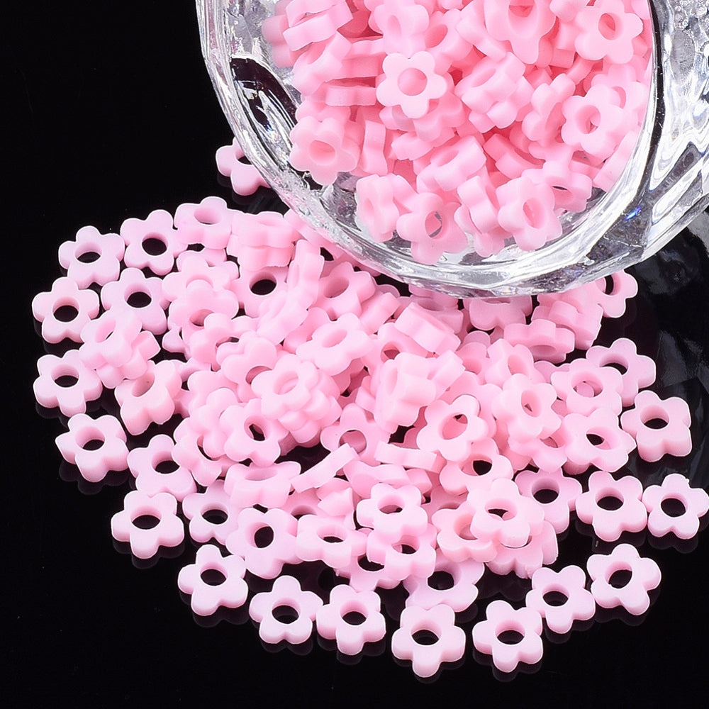 5mm Flower Beads (500) - Light Pink - Hand Made Clay