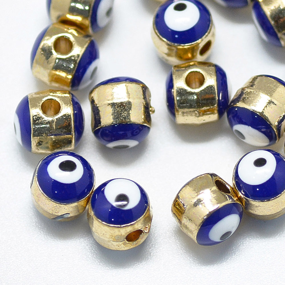 Evil Eye Metal & Enamel Beads - Dark Blue (10)
