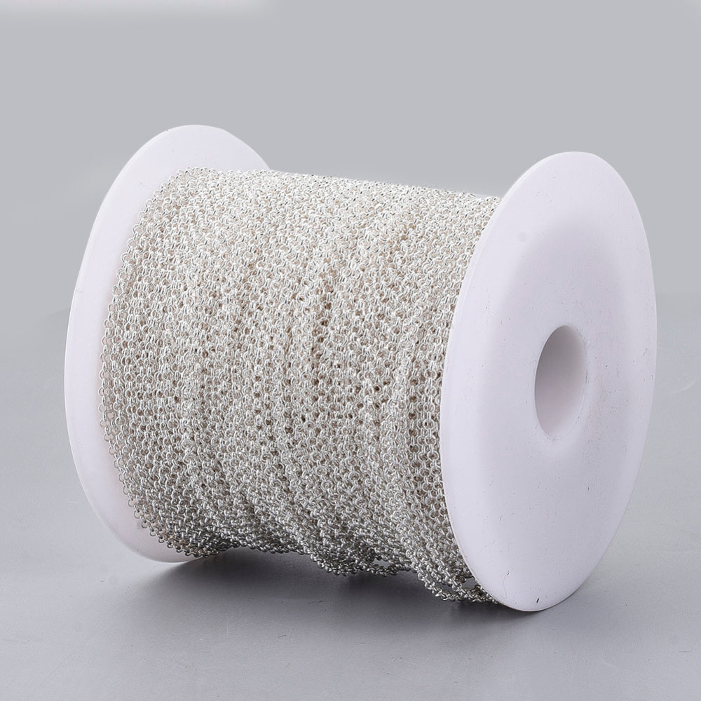 Rolo (Belcher) Chain w. Soldered 2.4mm Links (1m) - Silver