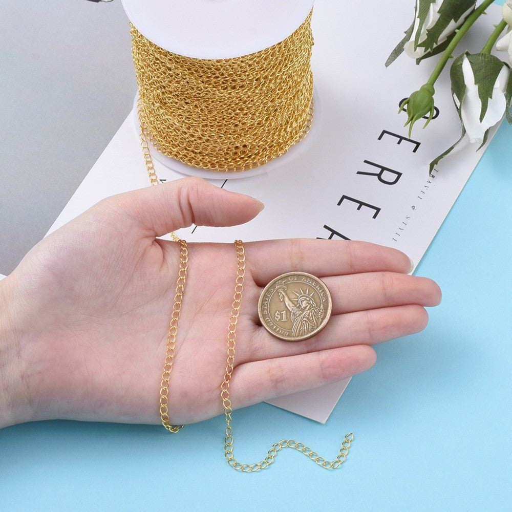 Curb Chain w. Soldered Links (10m) - Gold