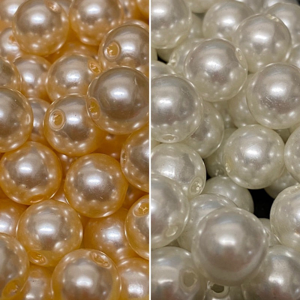 two colours of large round pearl beads to use for jewelry or craft