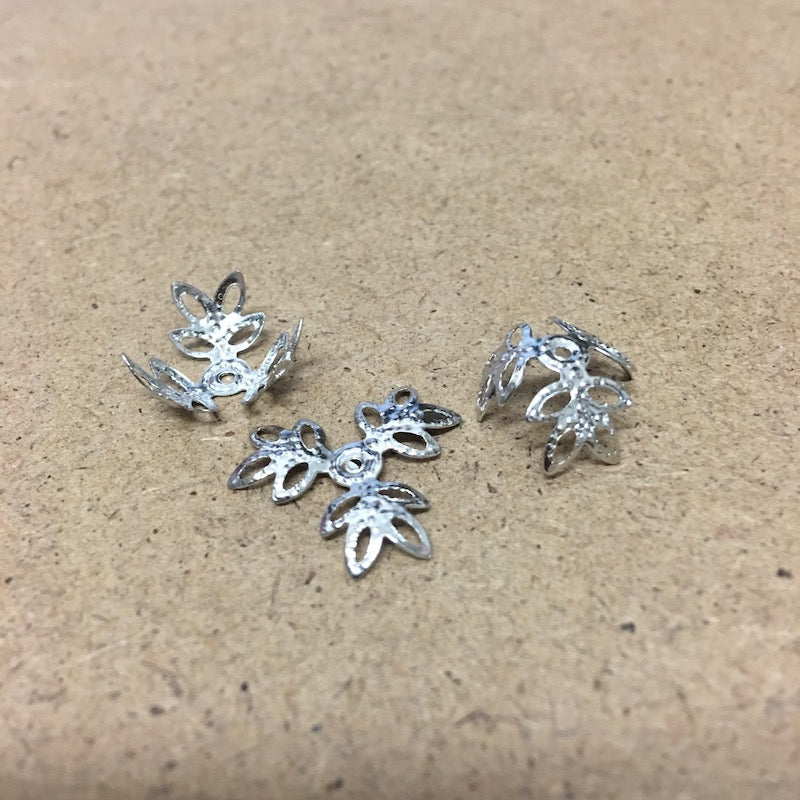 15mm Bead Cap (50) - Platinum - Lacy