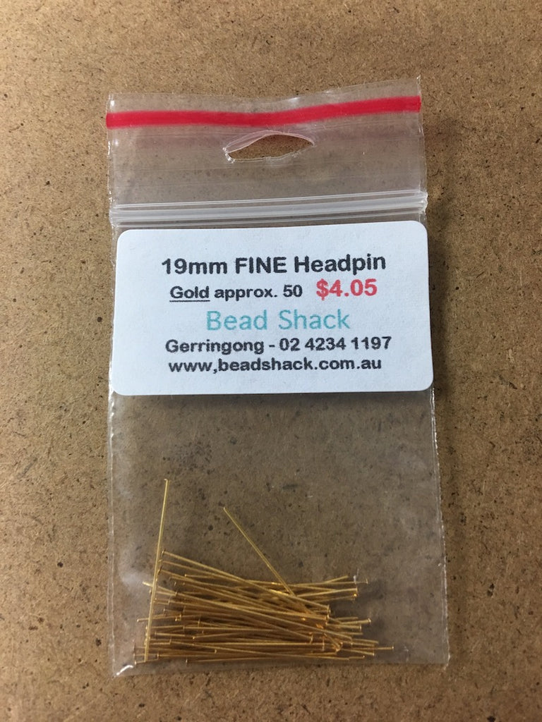 19mm FINE Headpin - Gold - Bead Shack