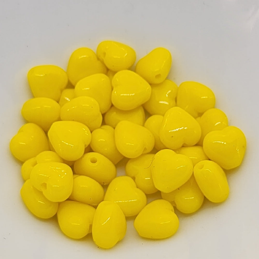 6mm Heart (25) - Yellow Opaque - Vintage Czech Glass Beads