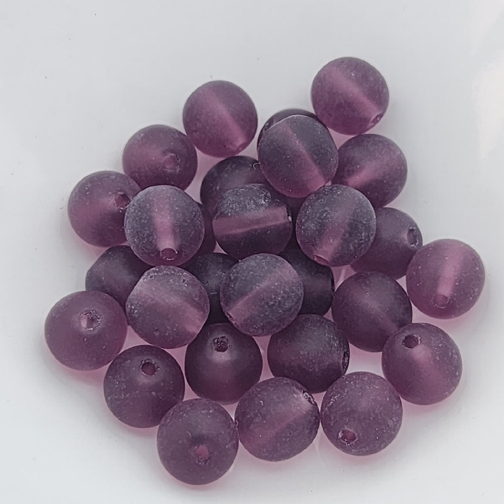 6mm Round (50) - Light Purple Frosted - Vintage Czech Glass Beads