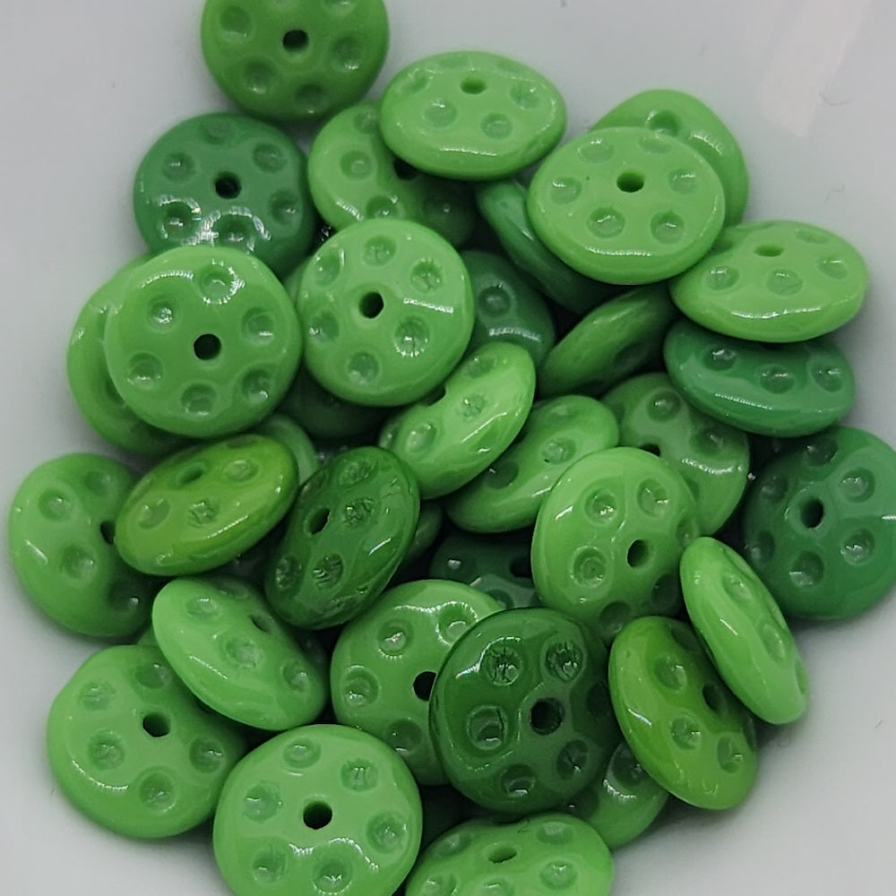 9mm Rondelle (25) - Green Opaque - Vintage Czech Glass Beads