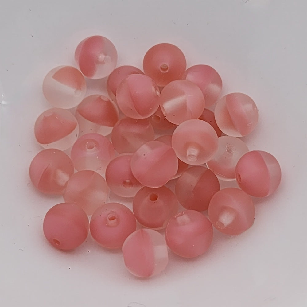 5mm Round Czech Glass Beads (50) - Strawberry Pink Frosted Givre - Bead Shack