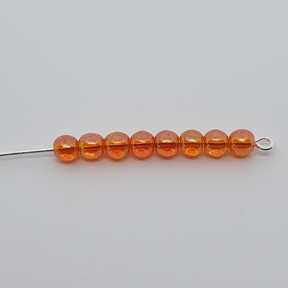 4mm Round Czech Glass Beads (100) - Orange Rainbow - Bead Shack