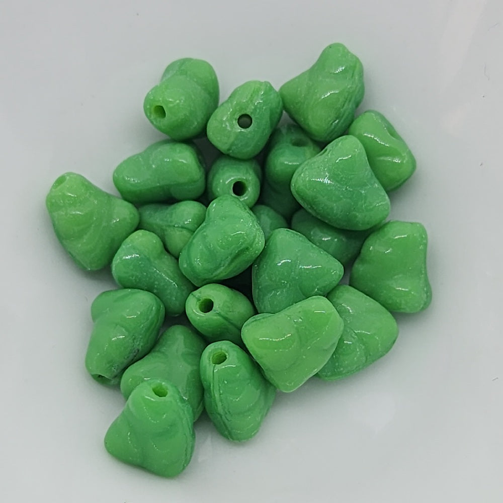 7x6mm Nugget (25) - Apple Green Opaque - Vintage Czech Glass Beads