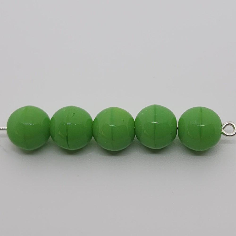 8mm Round Czech Glass Beads (25) - Apple Green Opaque - Bead Shack