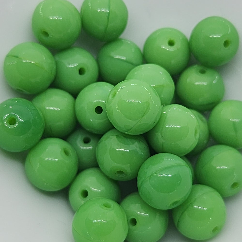 8mm Round Czech Glass Beads (25) - Apple Green Opaque - Bead Shack