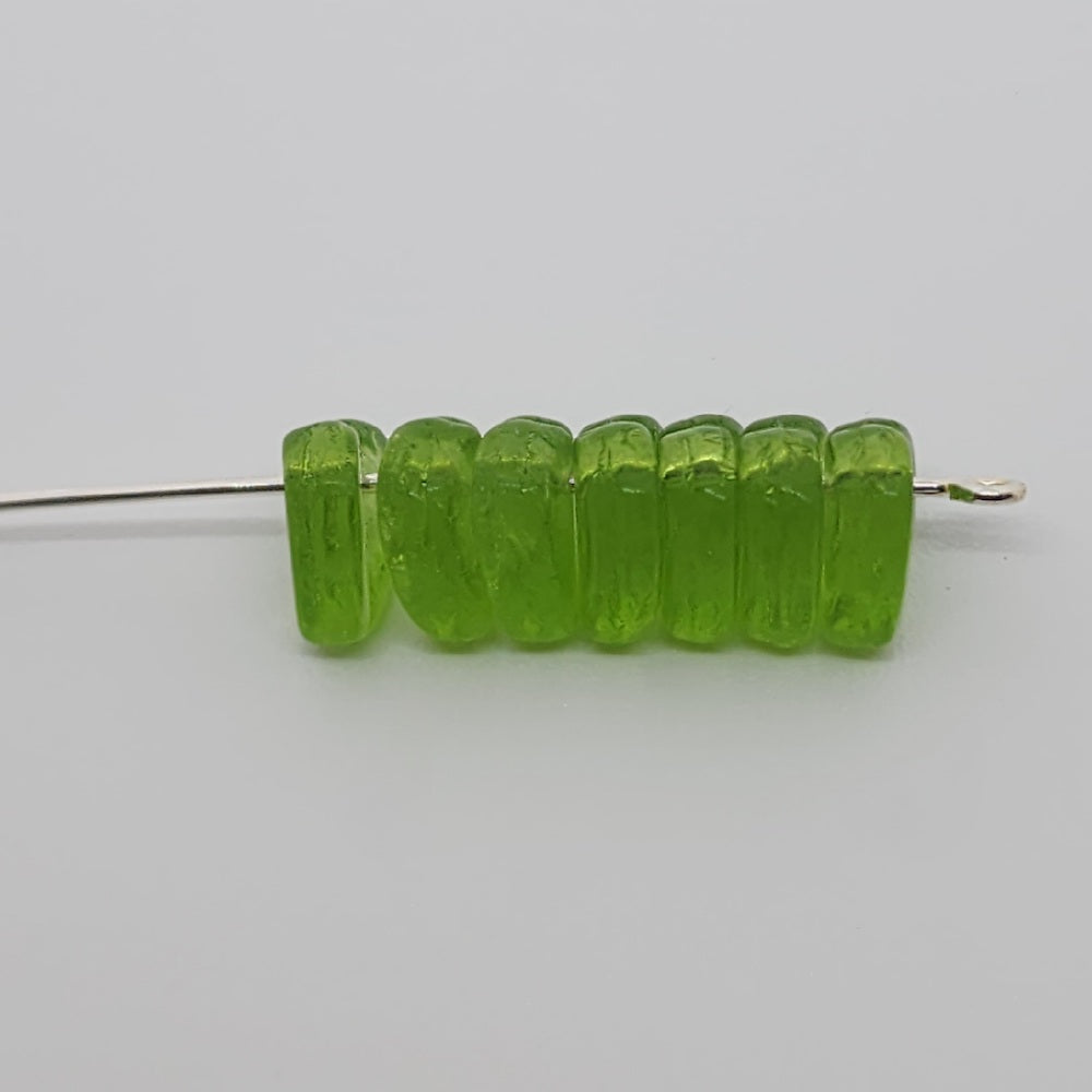 8x8mm Heart Leaf Czech Glass Beads (25) - Green Transparent - Bead Shack