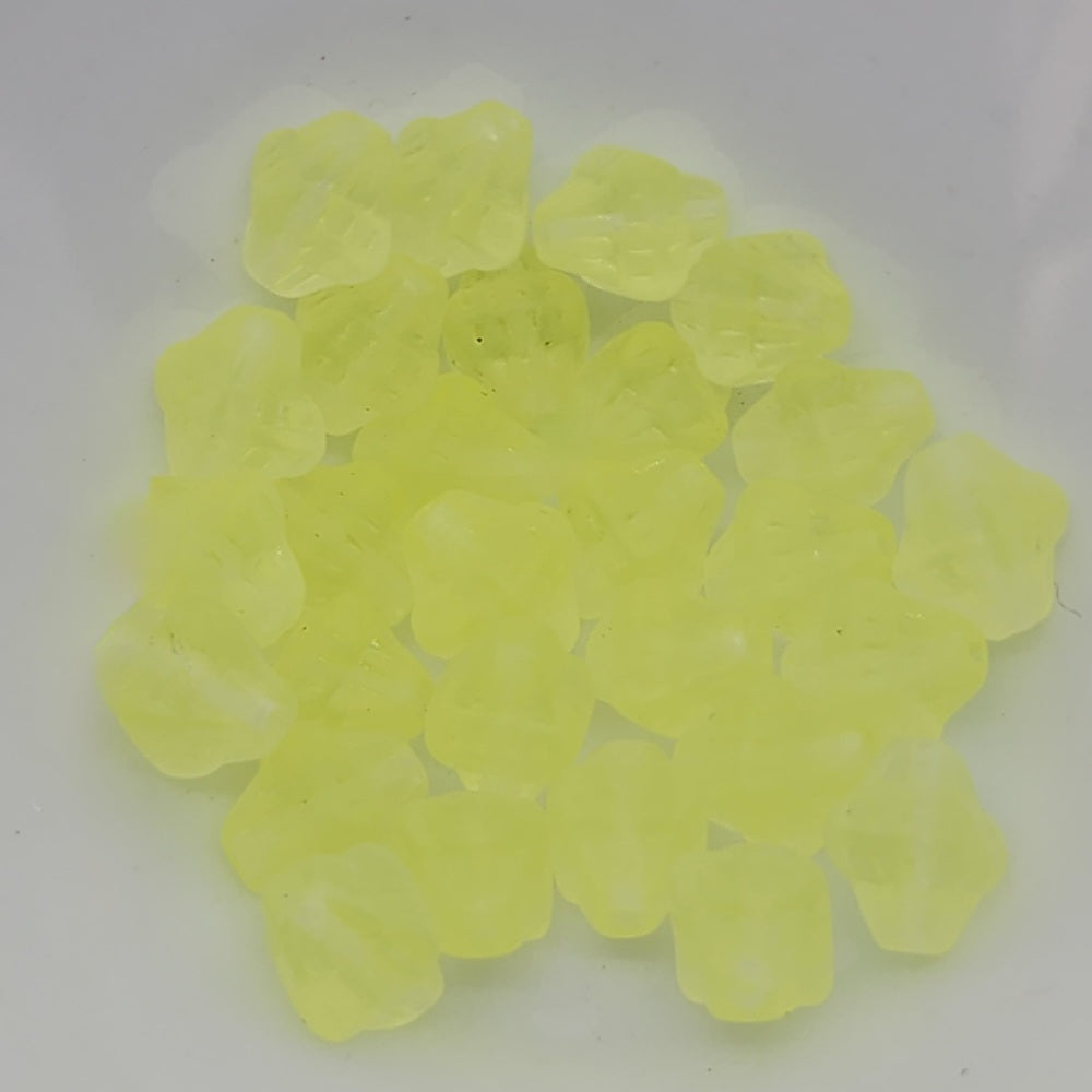 7x6mm Cross (25) - Lemon Transparent Frosted - Vintage Czech Glass Beads