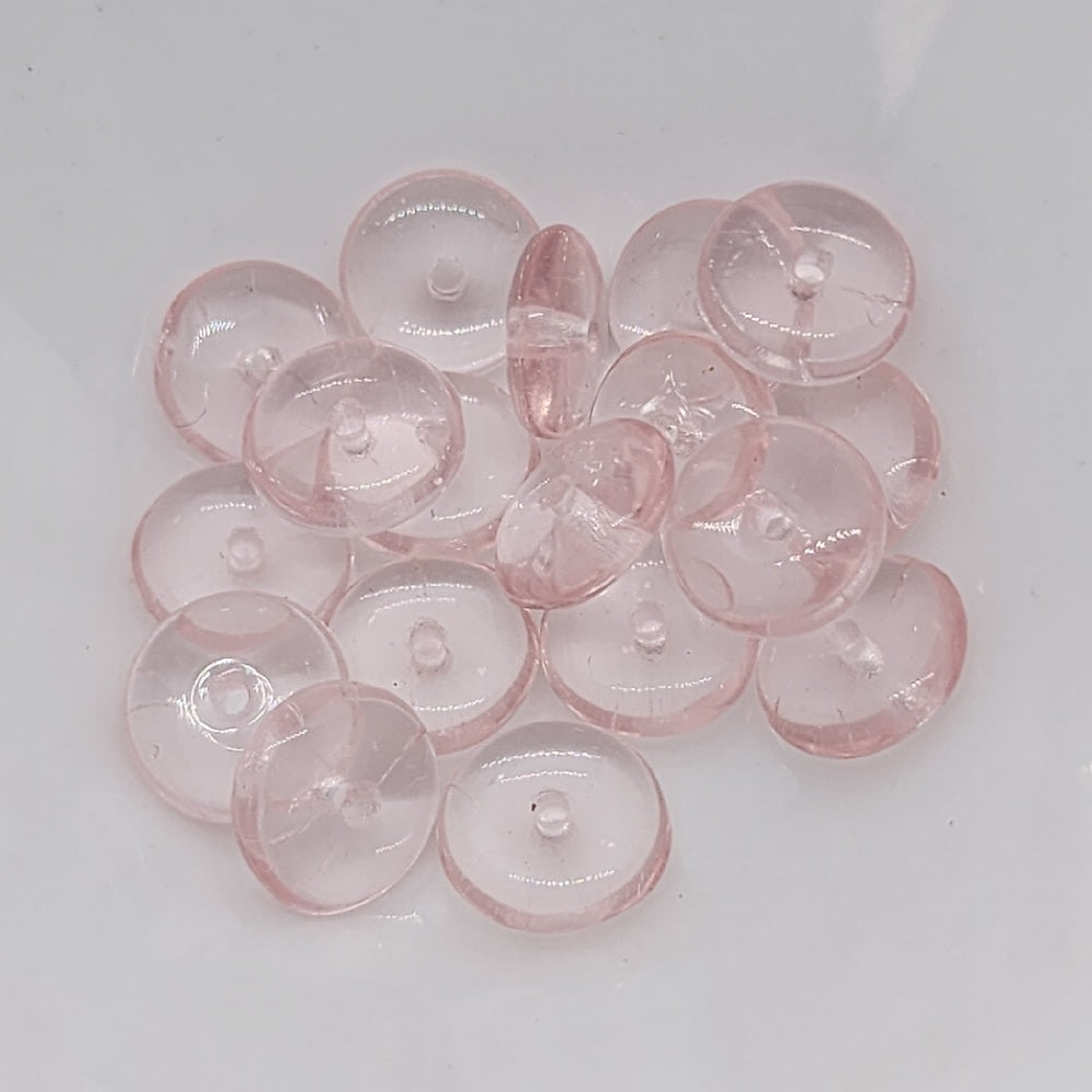 8mm Rondelle Disc (25) - Palest Pink Transparent - Vintage Czech Glass Beads
