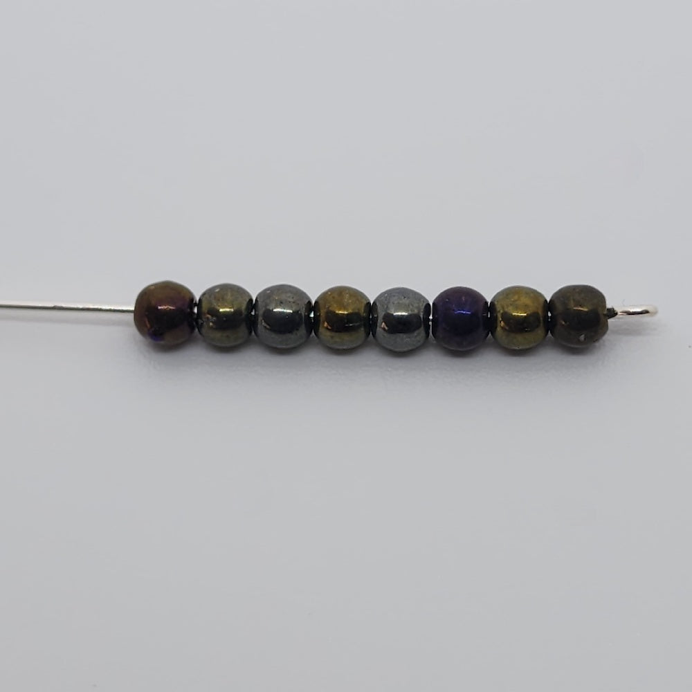 4mm Round (100) - Brown Iris - Vintage Czech Glass Beads