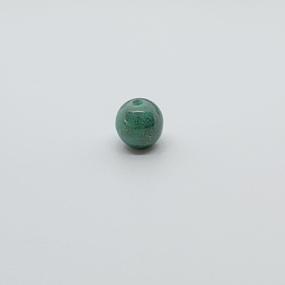 5mm Round Czech Glass Beads (25) - Green Opaque w. Bubble Glaze - Bead Shack