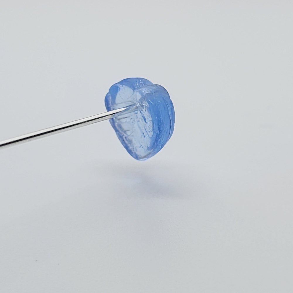 8x8mm Heart Leaf (25) - Blue Transparent - Vintage Czech Glass Beads