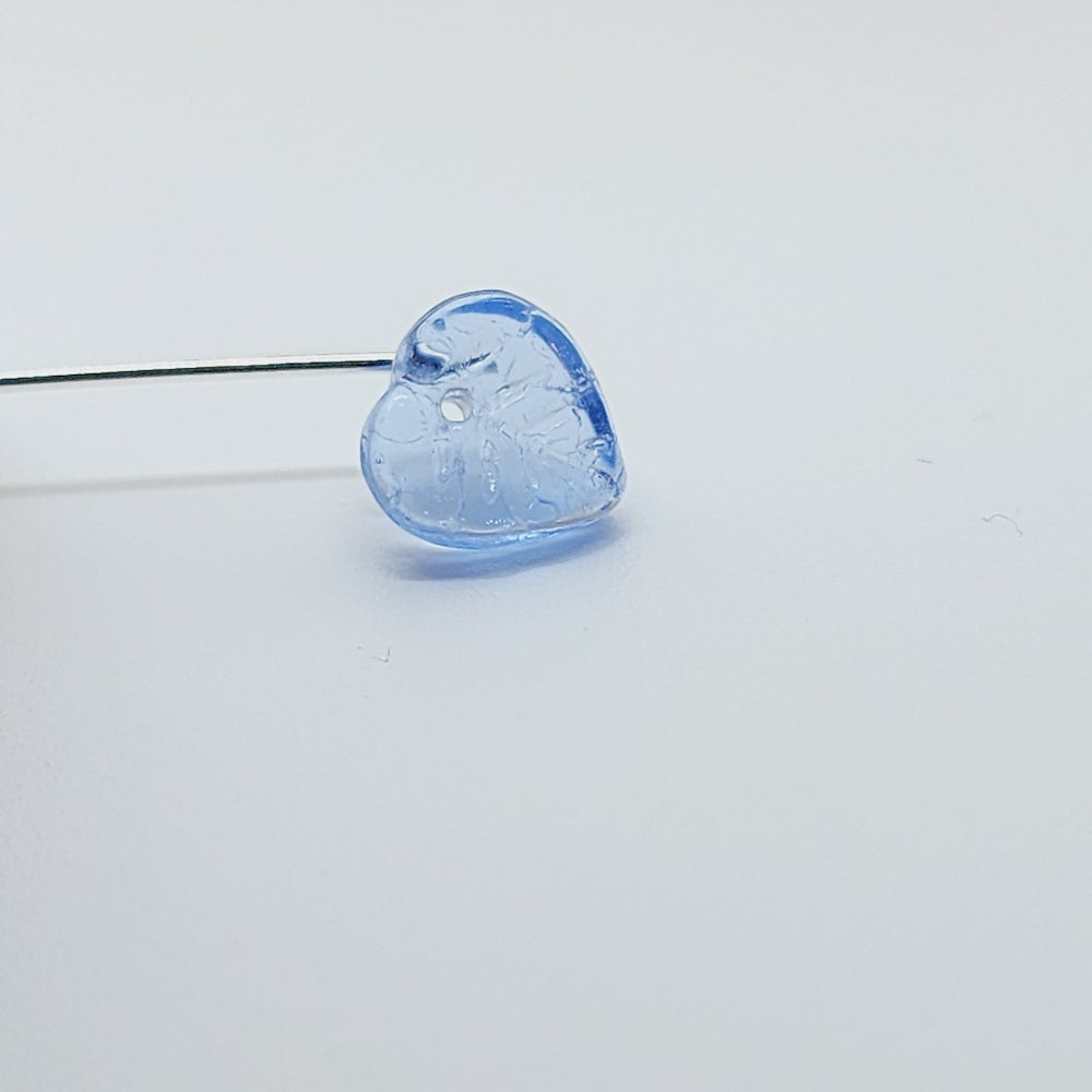 8x8mm Heart Leaf (25) - Blue Transparent - Vintage Czech Glass Beads