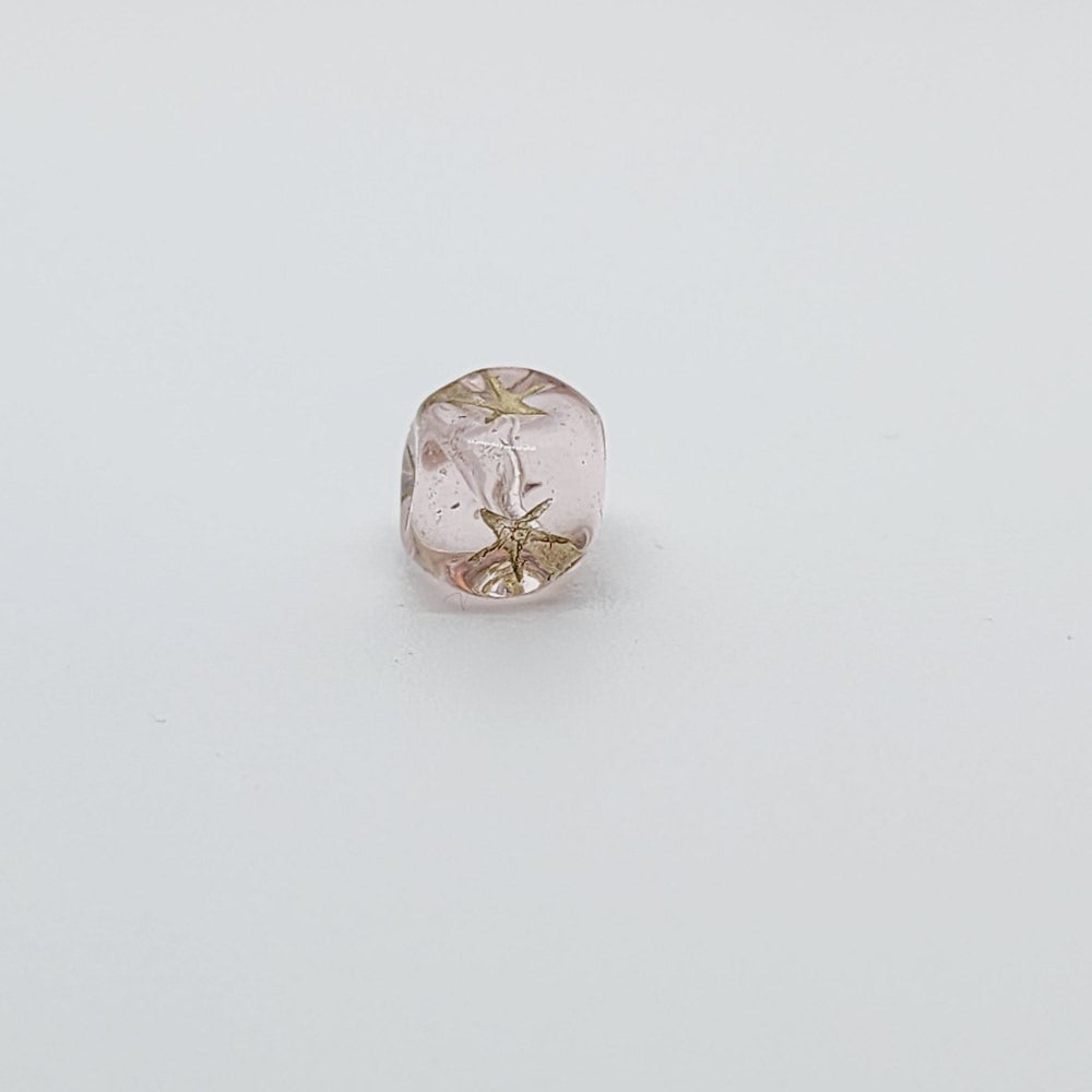 6mm Cube (25) - Pink w. Gold Stars - Vintage Czech Glass Beads