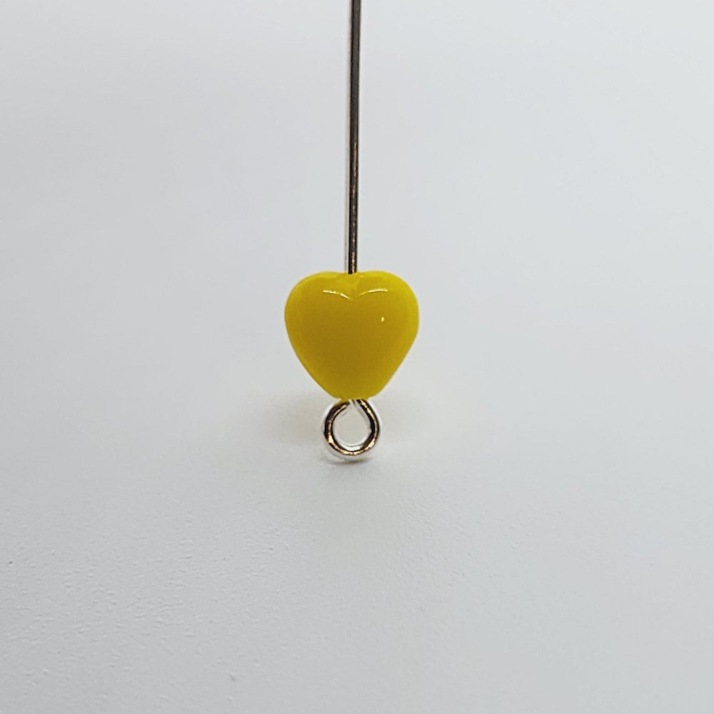 6mm Heart (25) - Yellow Opaque - Vintage Czech Glass Beads