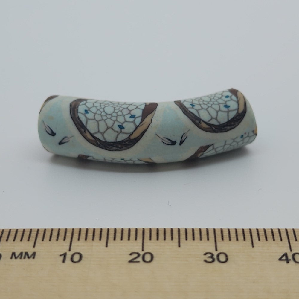 36x10mm Elbow Fimo Beads (10) - Dream Catcher Web