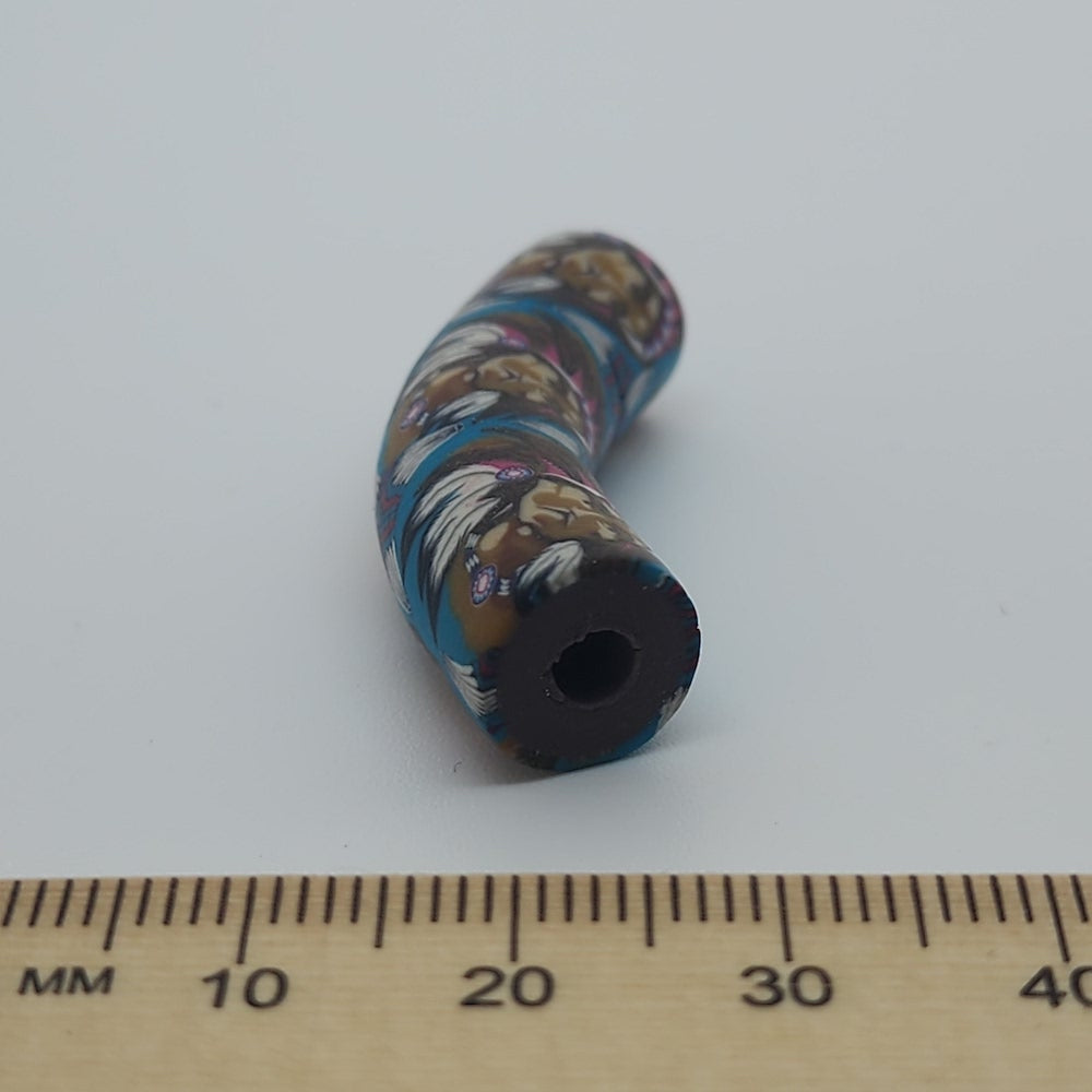 36x10mm Elbow Fimo Beads (10) - Indian Face w. Head Dress