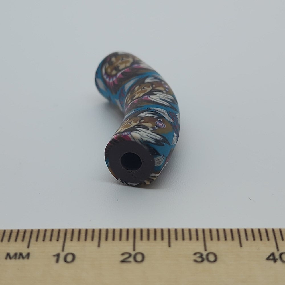 36x10mm Elbow Fimo Beads (10) - Indian Face w. Head Dress