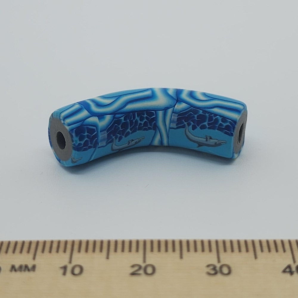 36x10mm Elbow Fimo Beads (10) - Dolphin Diving