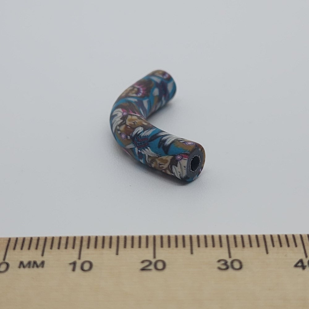 35x7mm Elbow Fimo Beads (10) - Indian Face w. Head Dress