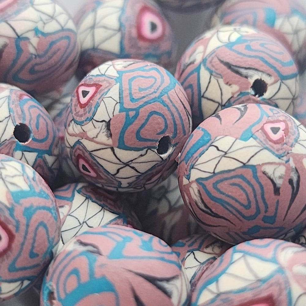 12mm Round Fimo Beads (10) - Native American Indian Symbols