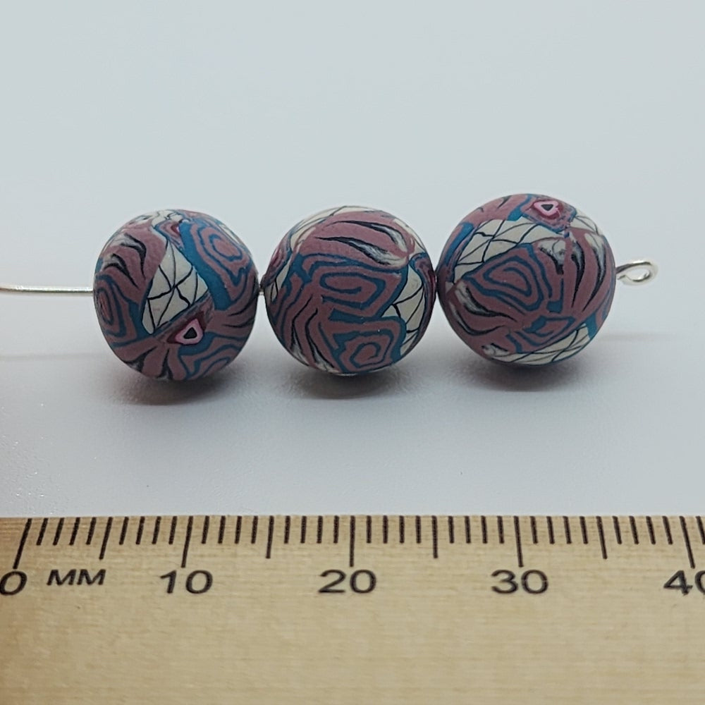 12mm Round Fimo Beads (10) - Native American Indian Symbols