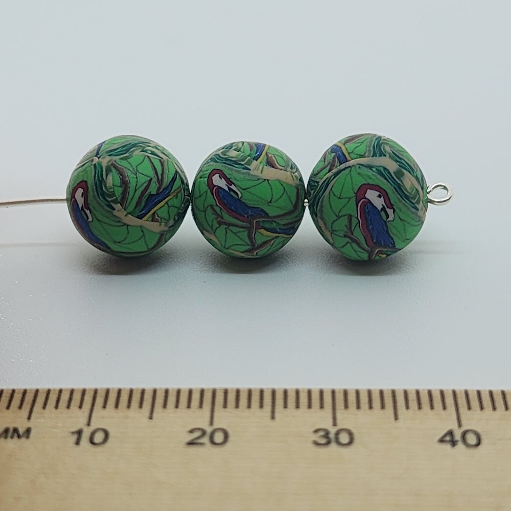 12mm Round Fimo Beads (10) - Parrot