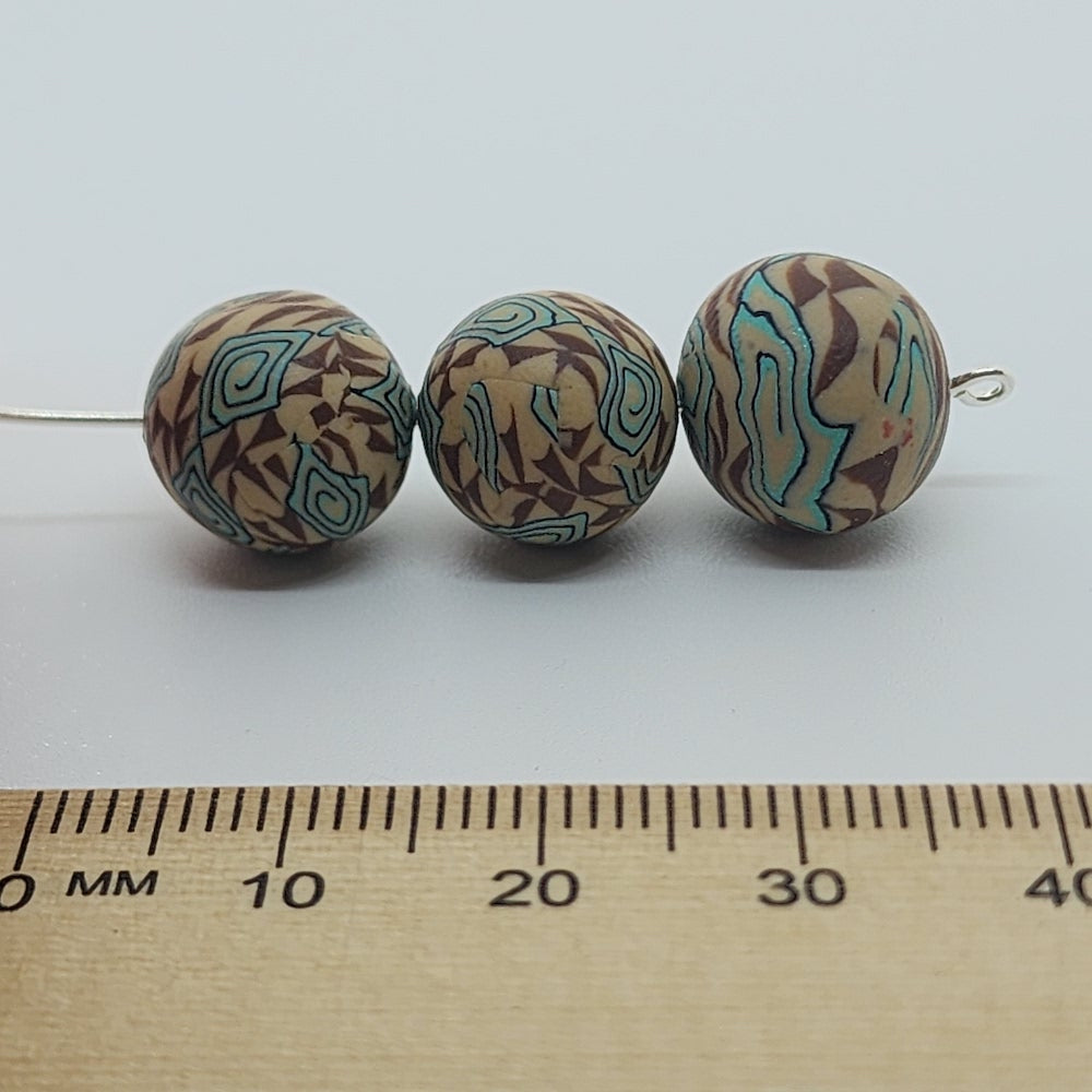 12mm Round Fimo Beads (10) - Aztec