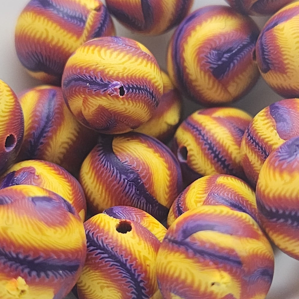 12mm Round Fimo Beads (10) - Tie Dye