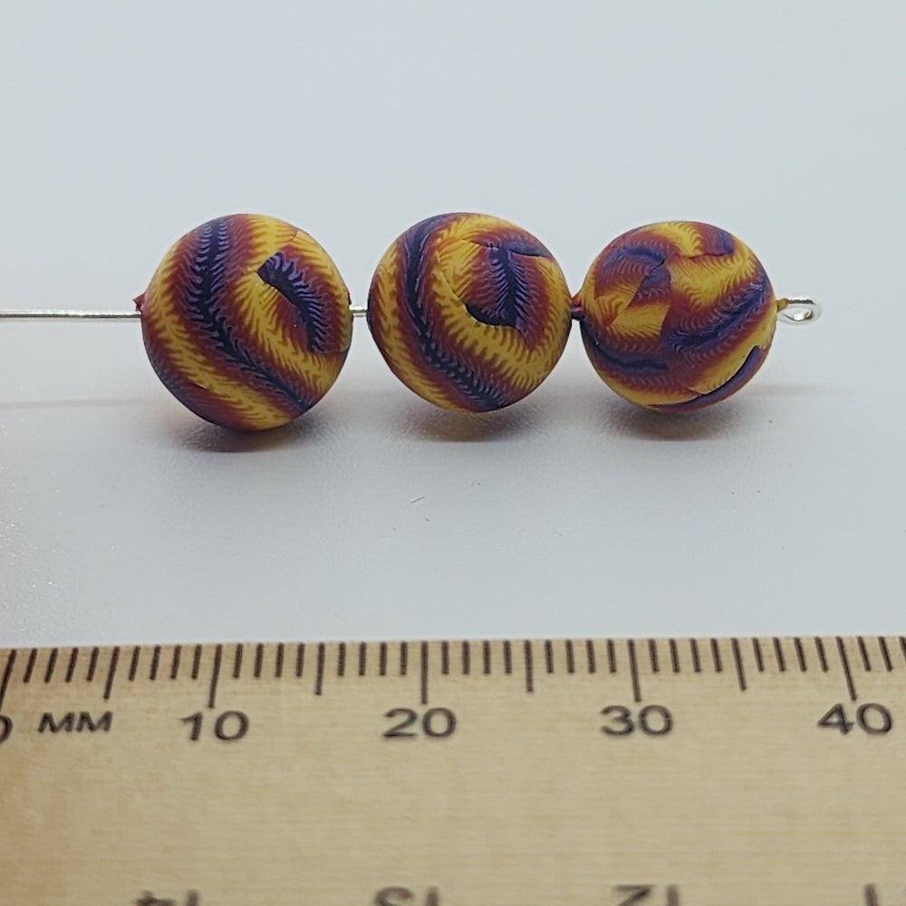 12mm Round Fimo Beads (10) - Tie Dye