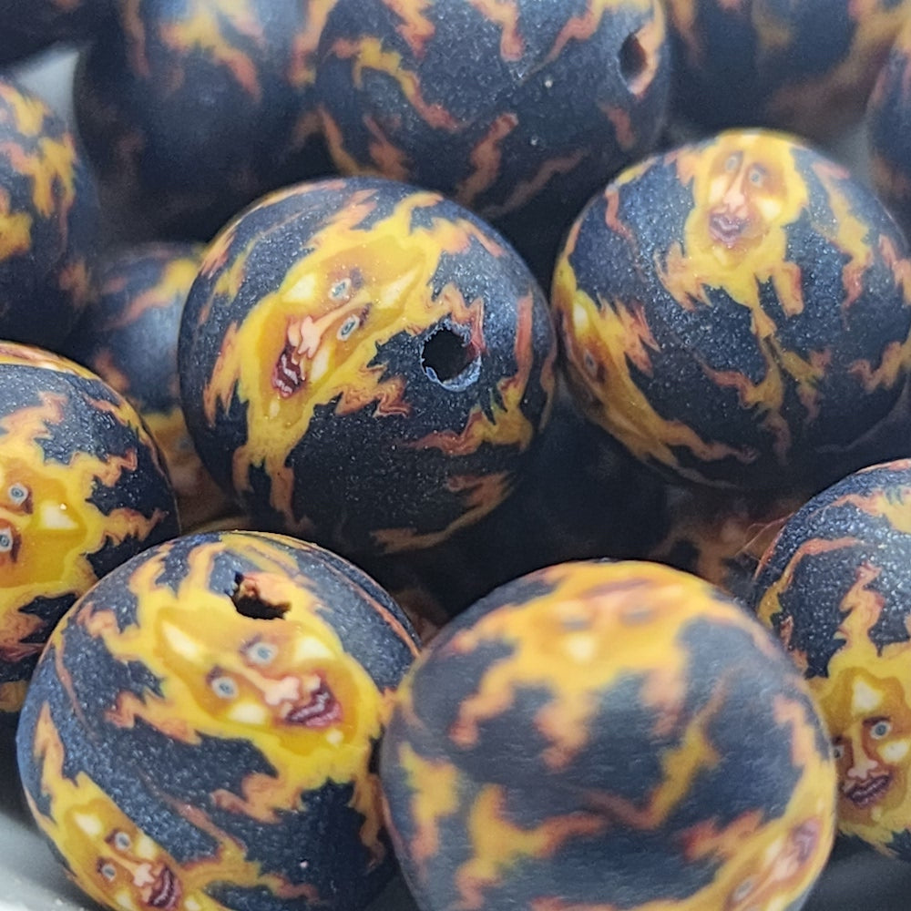 12mm Round Fimo Beads (10) - Sun Face