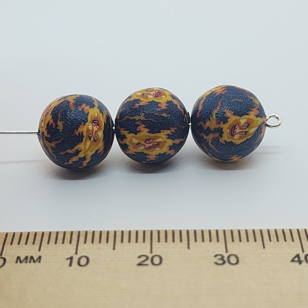 12mm Round Fimo Beads (10) - Sun Face