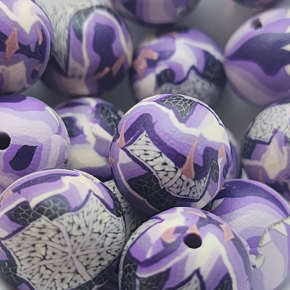 12mm Round Fimo Beads (10) - Psychedelic Purple