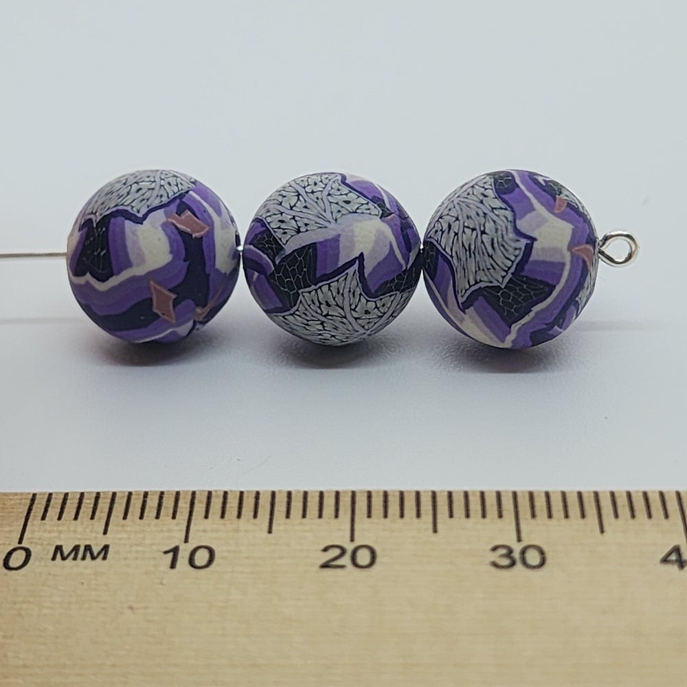 12mm Round Fimo Beads (10) - Psychedelic Purple