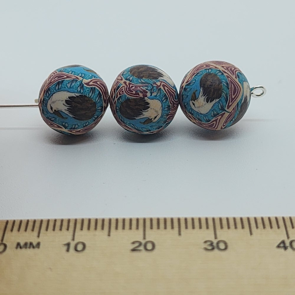 12mm Round Fimo Beads (10) - Eagle Head
