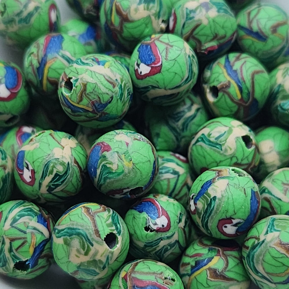 8mm Round Fimo Beads (10) - Parrot