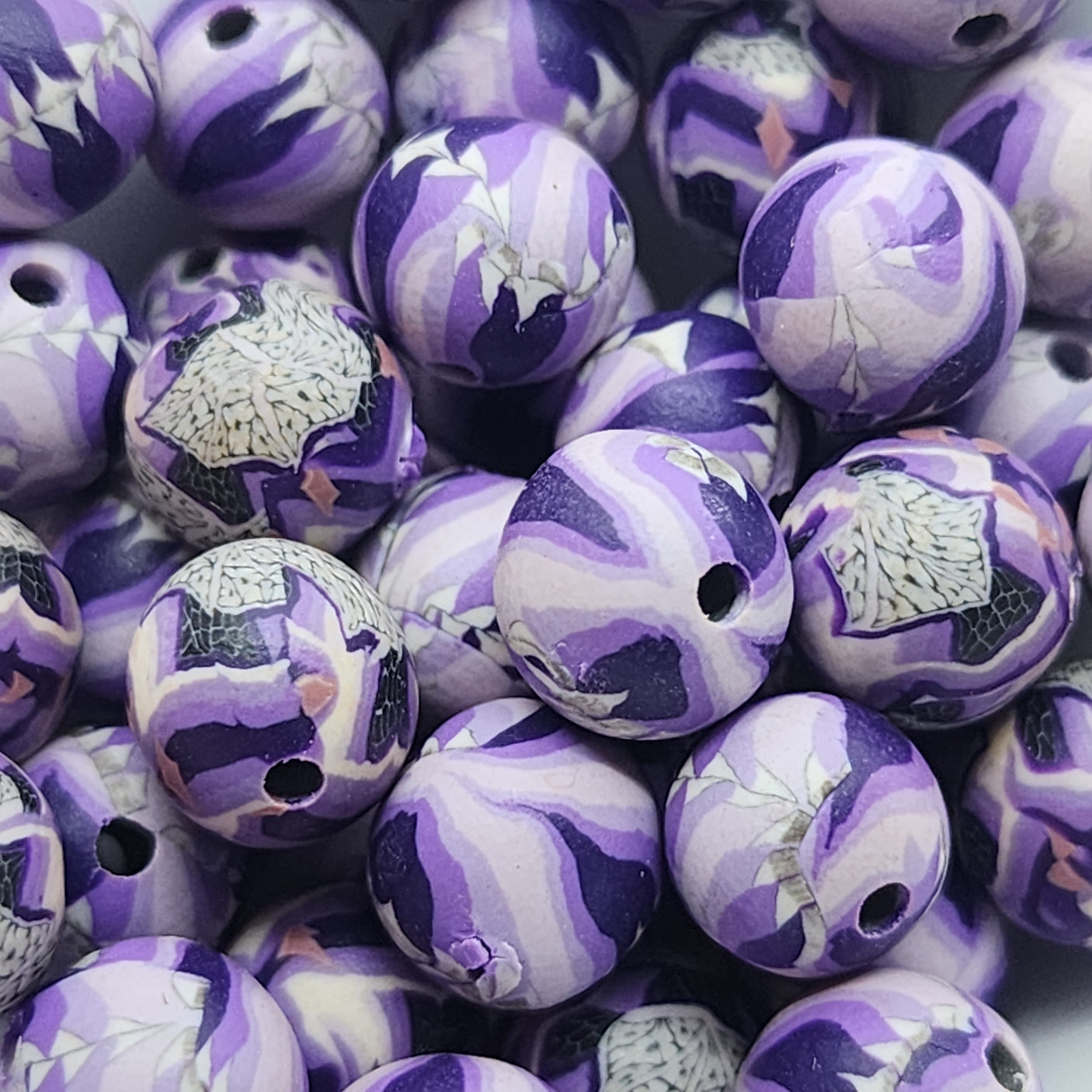 8mm Round Fimo Beads (10) - Psychedelic Purple