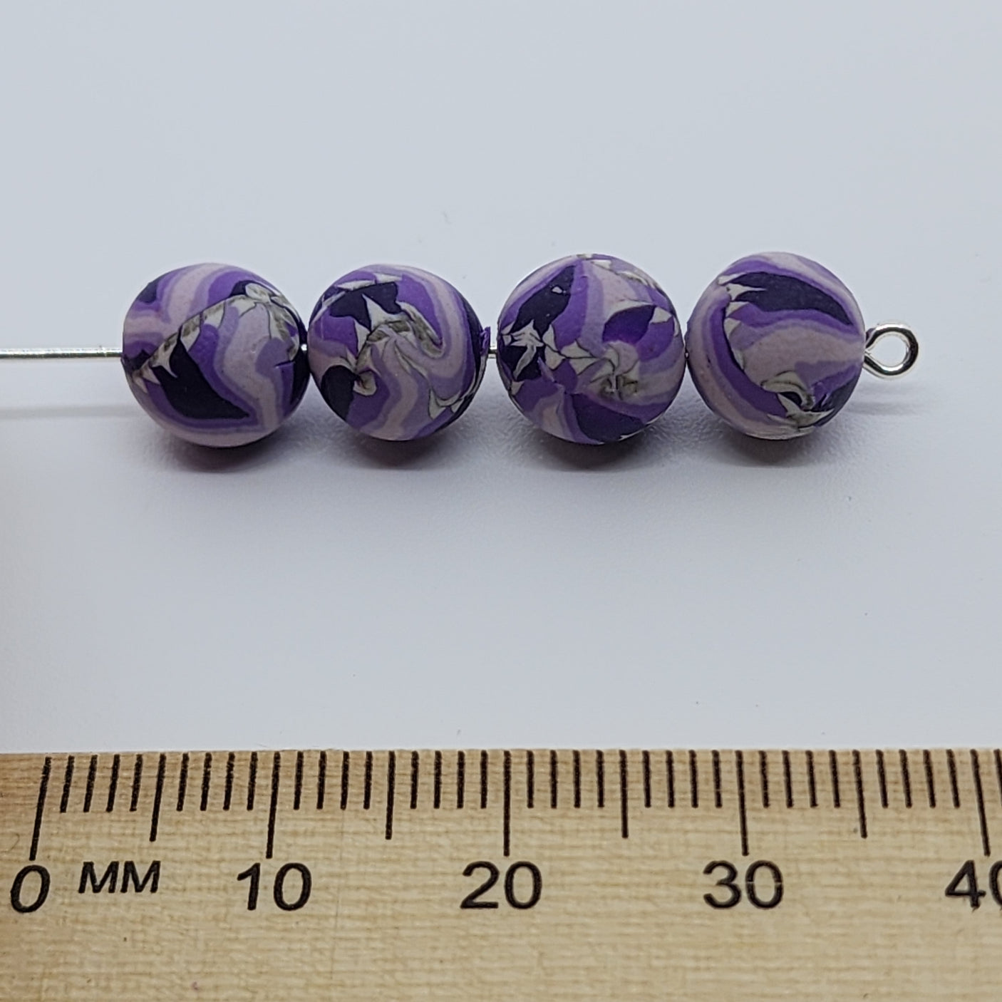 8mm Round Fimo Beads (10) - Psychedelic Purple