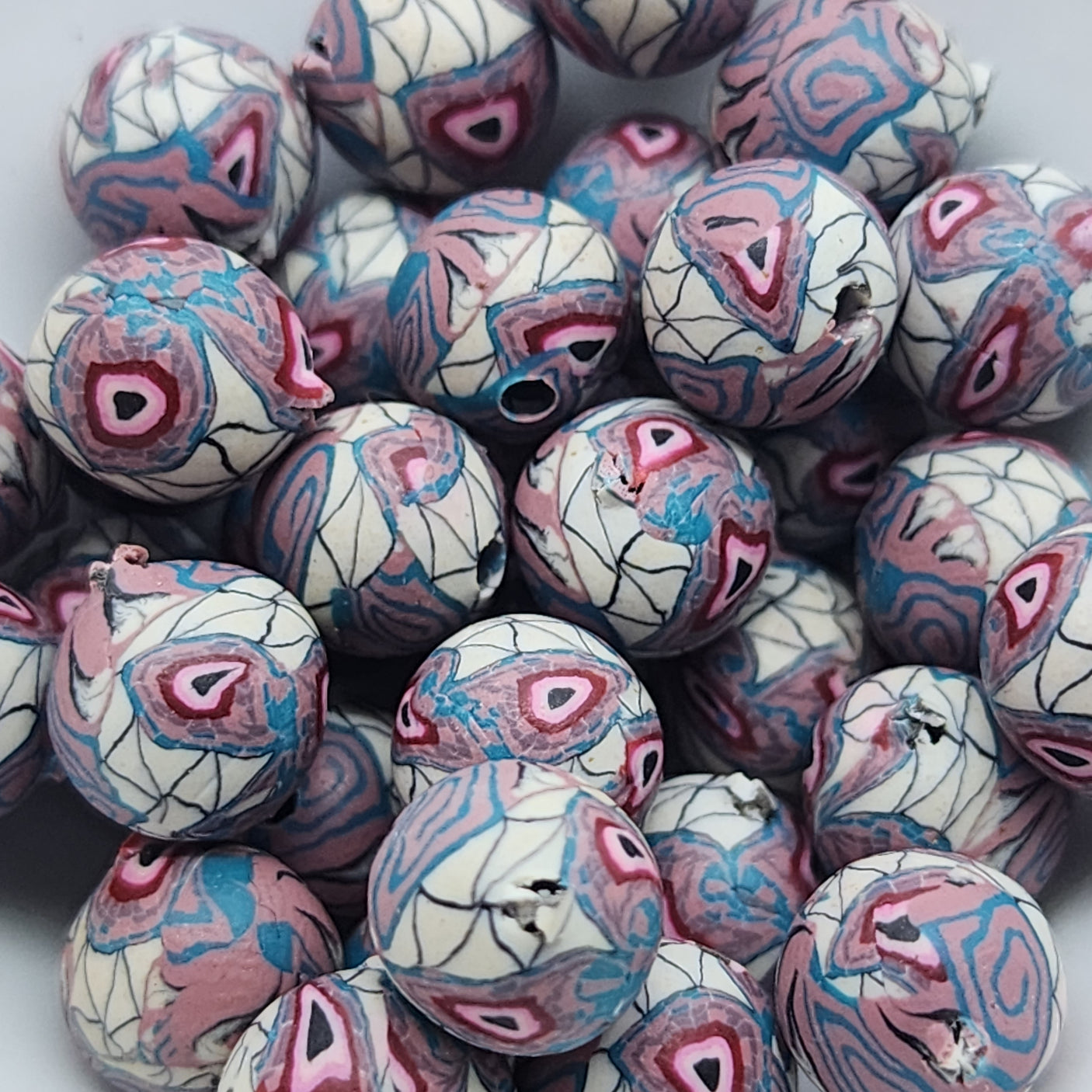 8mm Round Fimo Beads (10) - Native American Indian Symbols