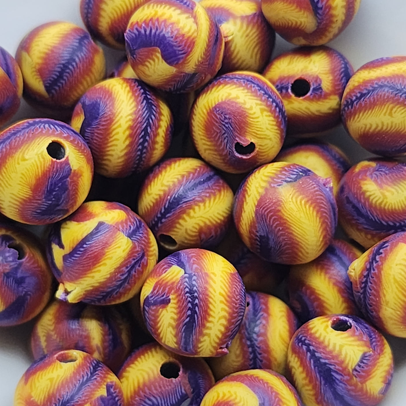 8mm Round Fimo Beads (10) - Tie Dye