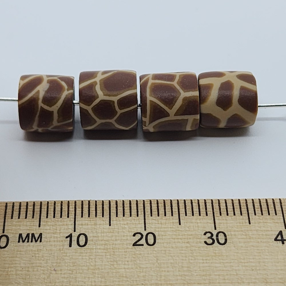 10mm Tube Fimo Beads (10) - Giraffe Print