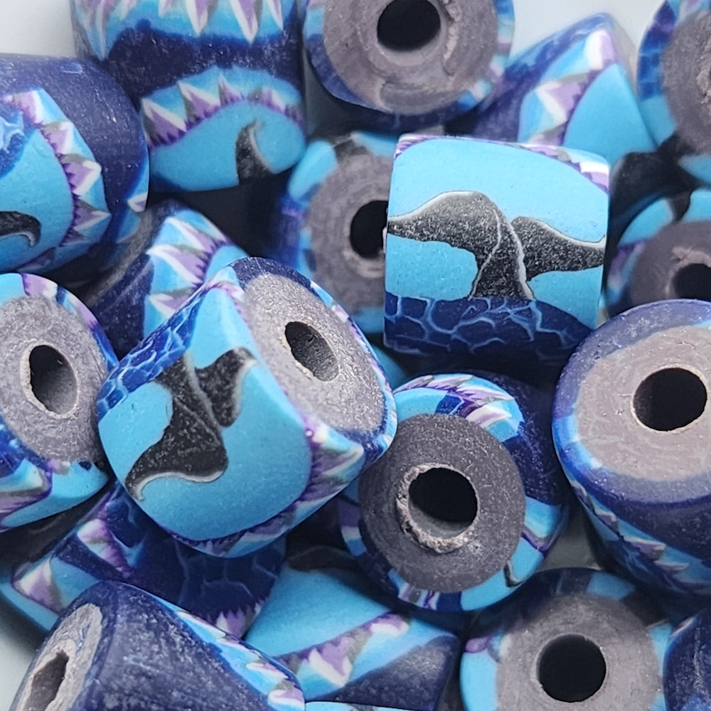 10mm Tube Fimo Beads (10) - Whale Tail