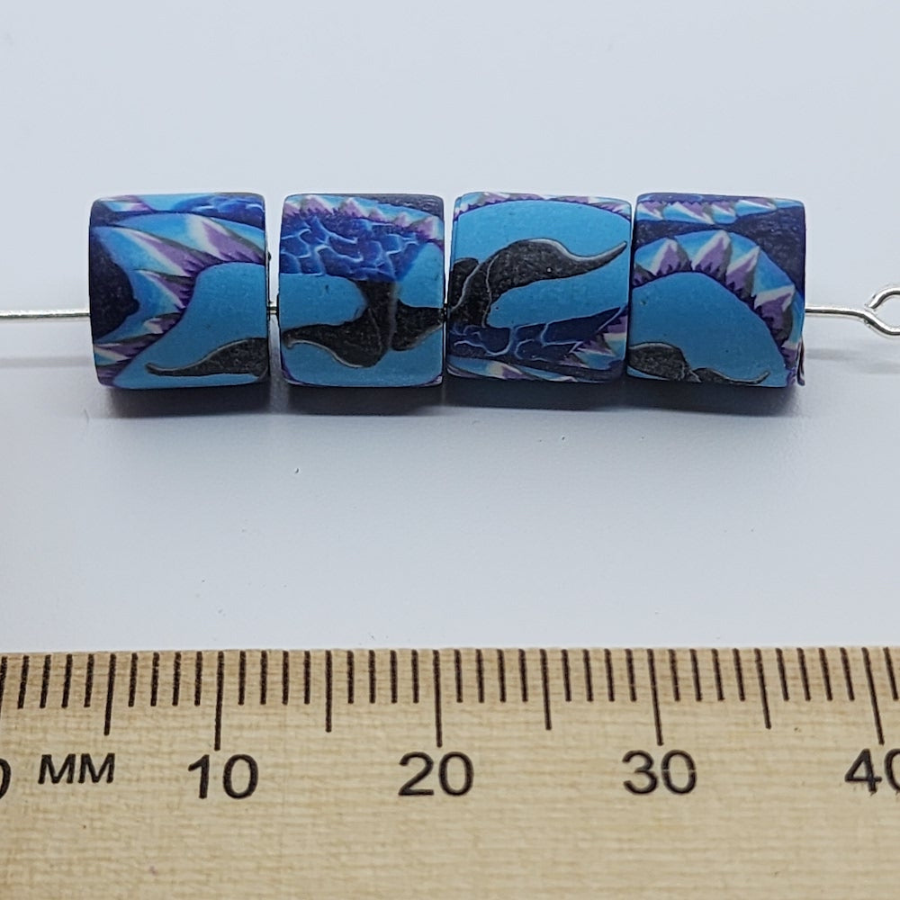 10mm Tube Fimo Beads (10) - Whale Tail